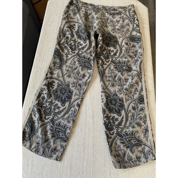 Etro Women’s Linen Pants Paisley Jacquard Wide Leg Relaxed Fit Italy XXL - Picture 12 of 14